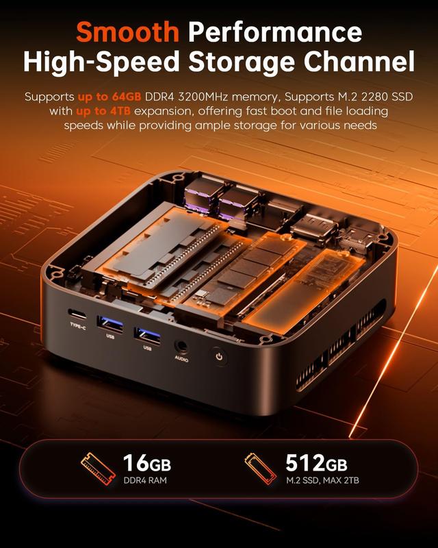 ミニPC ACEMAGIC Mini PC Ryzen 7430U 32/512GB Mini PC ACEMAGICIAN AMD Ryzen 5 7430U 16 GB 512 GB SSD 4K